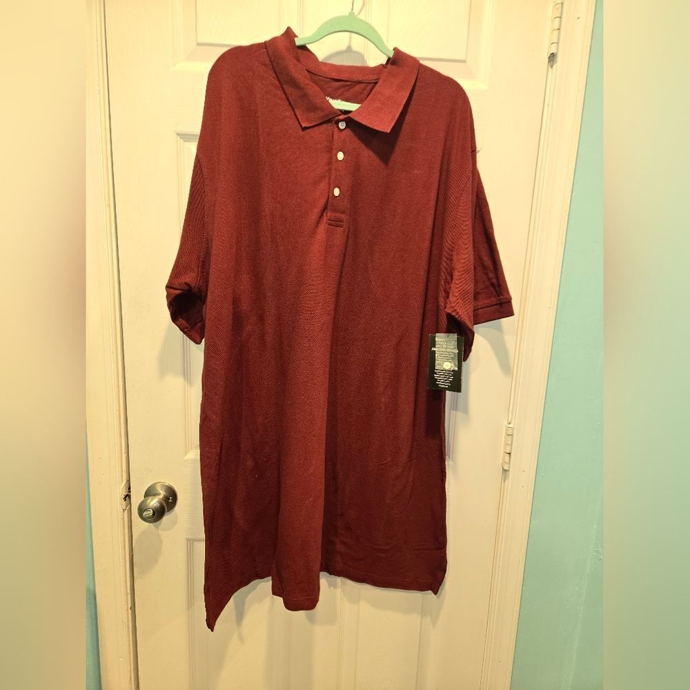 KingSize Polo Shirt , sz 2XL;x-long. Maroon . NWT!